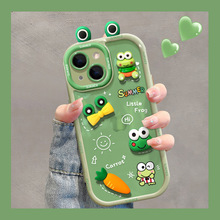 适用苹果14promax手机壳新女款iPhone13可爱搞怪立体青蛙公仔12软