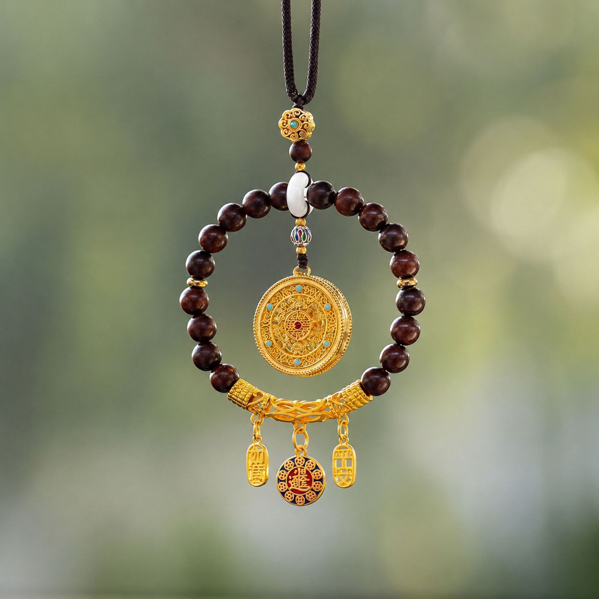 Original car pendant car pendant Ping'an Ruyi handmade rearview mirror pendant sandalwood car pendant