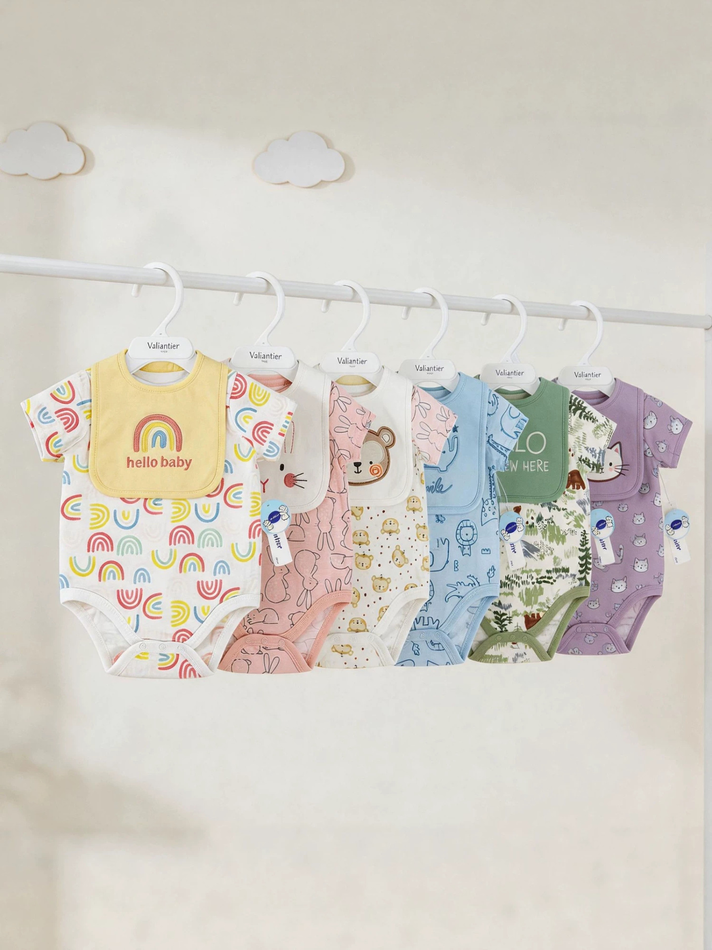 Verano recién nacido con toallas de saliva set dibujos animados lindos bebés ropa de mangas cortas bebés abrigo image 1