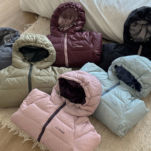 Off-Season Autumn and Winter Hooded Kidsren's Cold-Proof Clothing Casual Kidsren's Clothing for Boys and Girls Feather Velvet Silk Warm Jacket