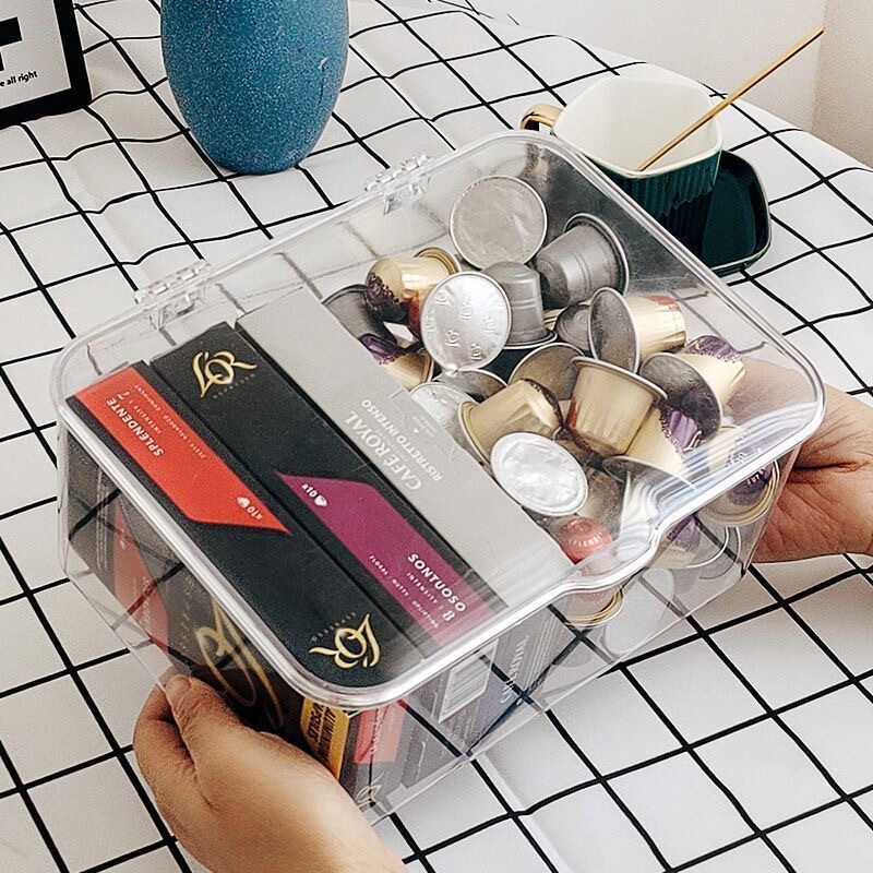 Transparent Dust-Proof Coffee Capsule Storage Box with Lid Nestlé Capsule Desktop Storage Shelf Food Storage Box Transparent Dust-Proof Coffee Capsule Storage Box with Lid Nestlé Capsule Desktop Storage Shelf Food Storage Box