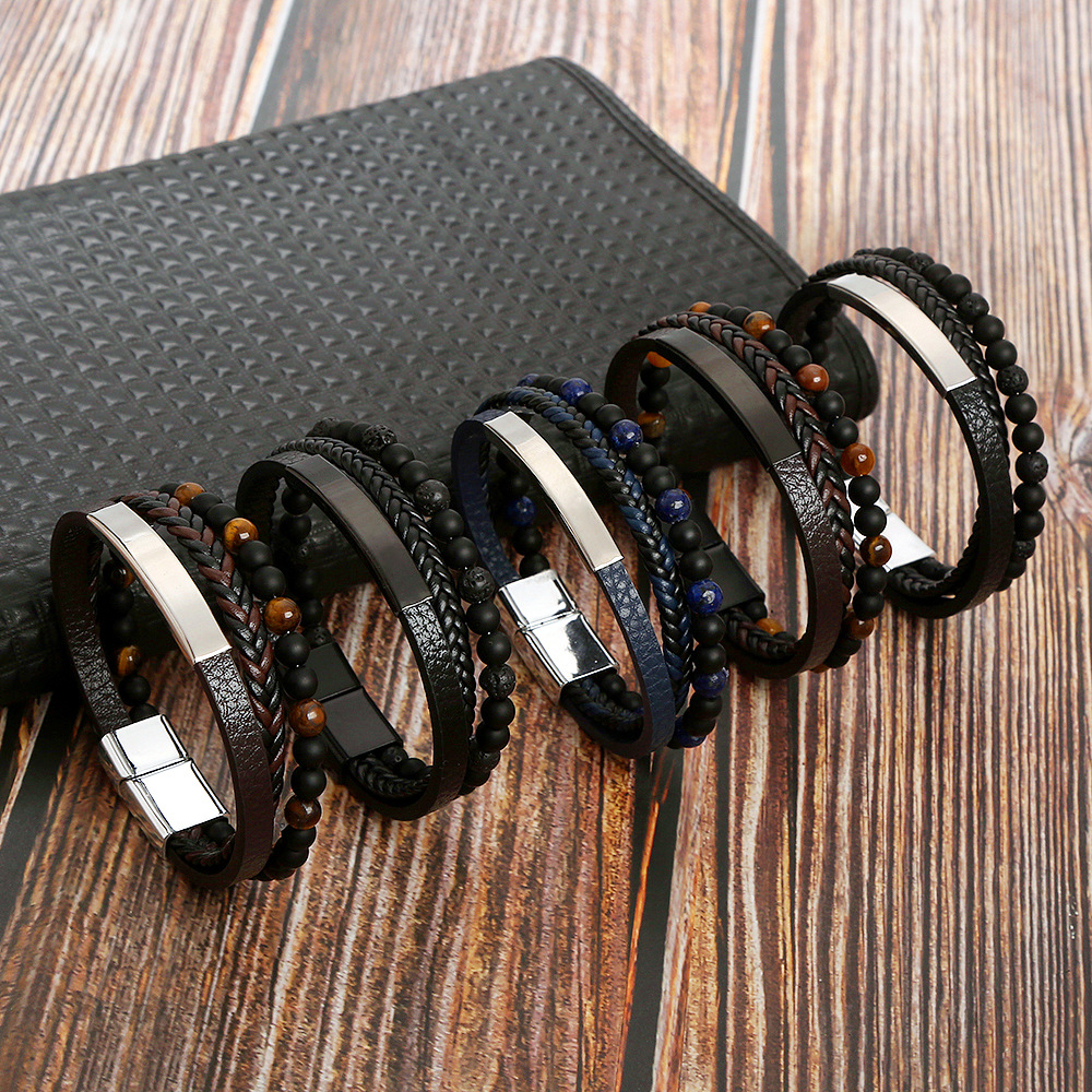 Retro Round Alloy Braid Men's Bracelets display picture 1