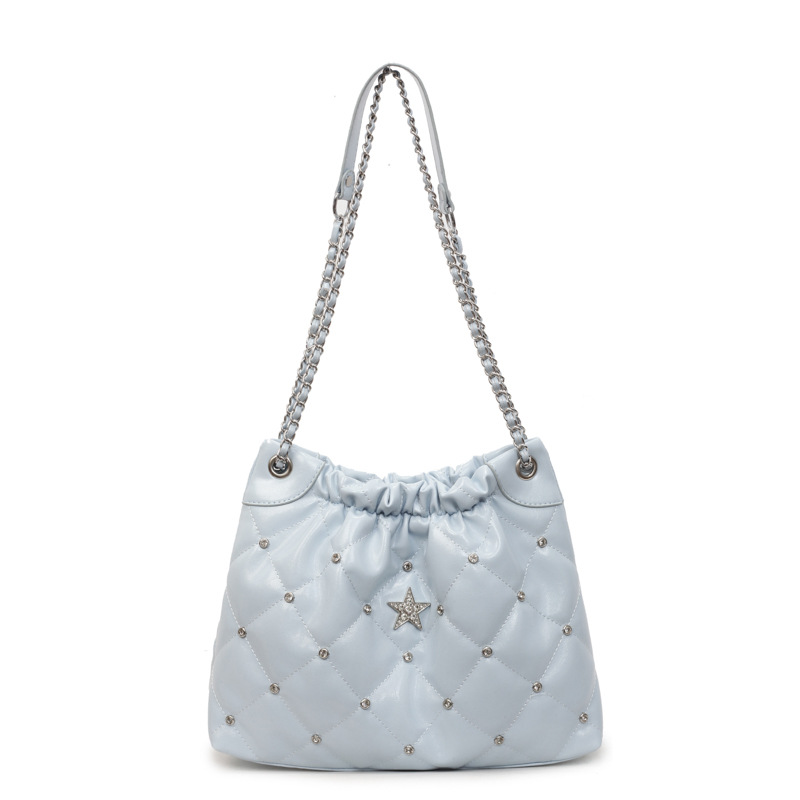 Bolso de cadena de moda coreana 2025 verano nuevo bolso femenino bolso de hombro bordado de rombo bolso de mensajero de diamantes de gran capacidad