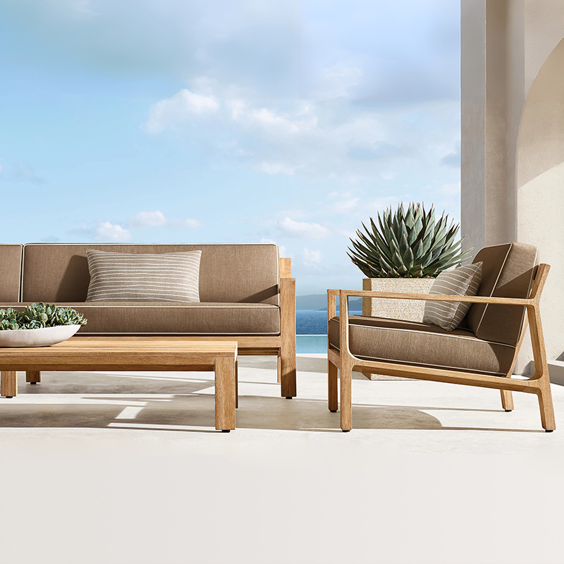 Al Aire Libre teca mesa y silla combinación patio al aire libre Villa aleación de aluminio muebles Hotel terraza Ocio al aire libre mesa y silla