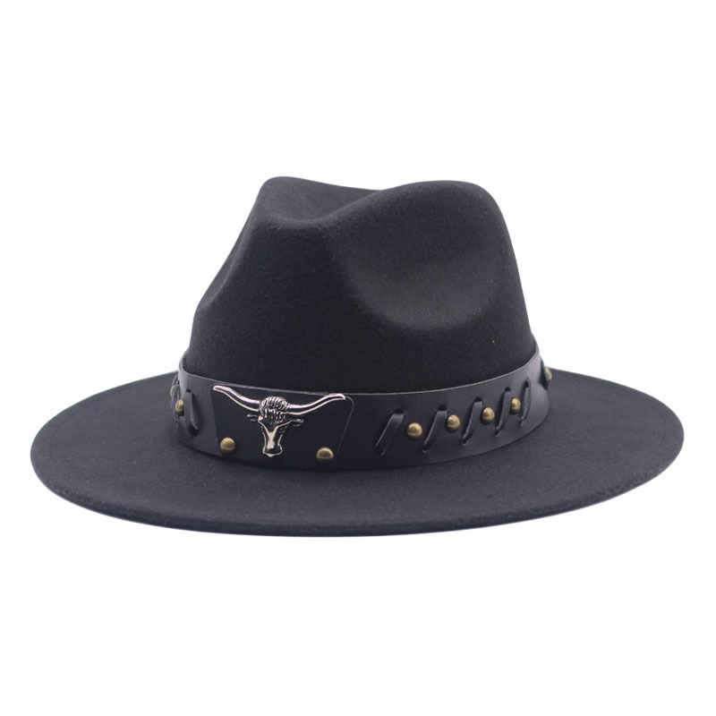 Cappello da cowboy spagnolo unisex Cappello a cilindro jazz erboso con tesa piatta e tesa larga per uomo e donna_voghion.com