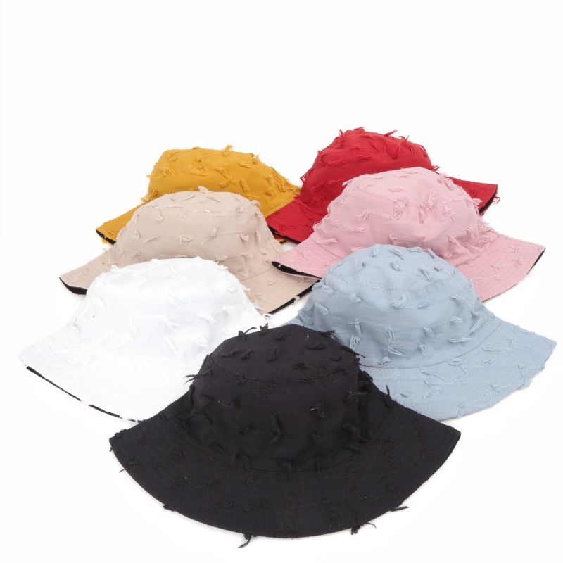 128g Weight Unisex Sweet Simple Style Solid Color Tassel Wide Eaves Bucket Hat