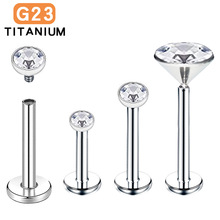 F136内牙空托粘钻杯唇钉钛合金鼻钉耳骨钉平底内螺旋杯托唇钉diy