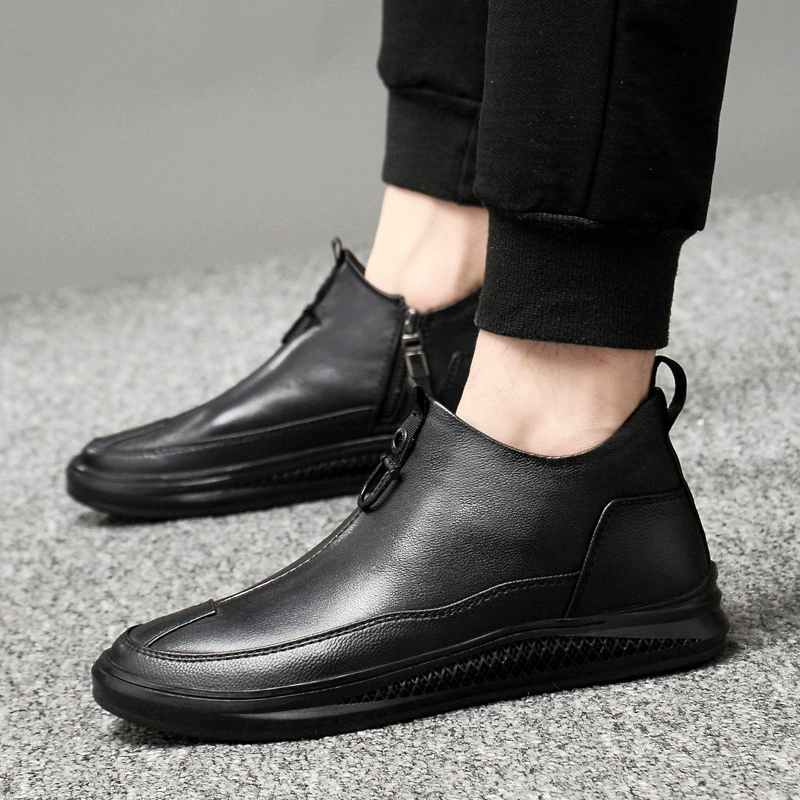Модная демисезонная обувь, высокие утеплённые туфли для отдыха из кожи