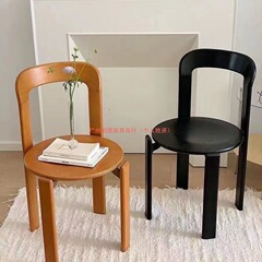 法式复古餐椅设计师奶油风化妆靠背椅侘寂风简约咖啡中古实木椅子