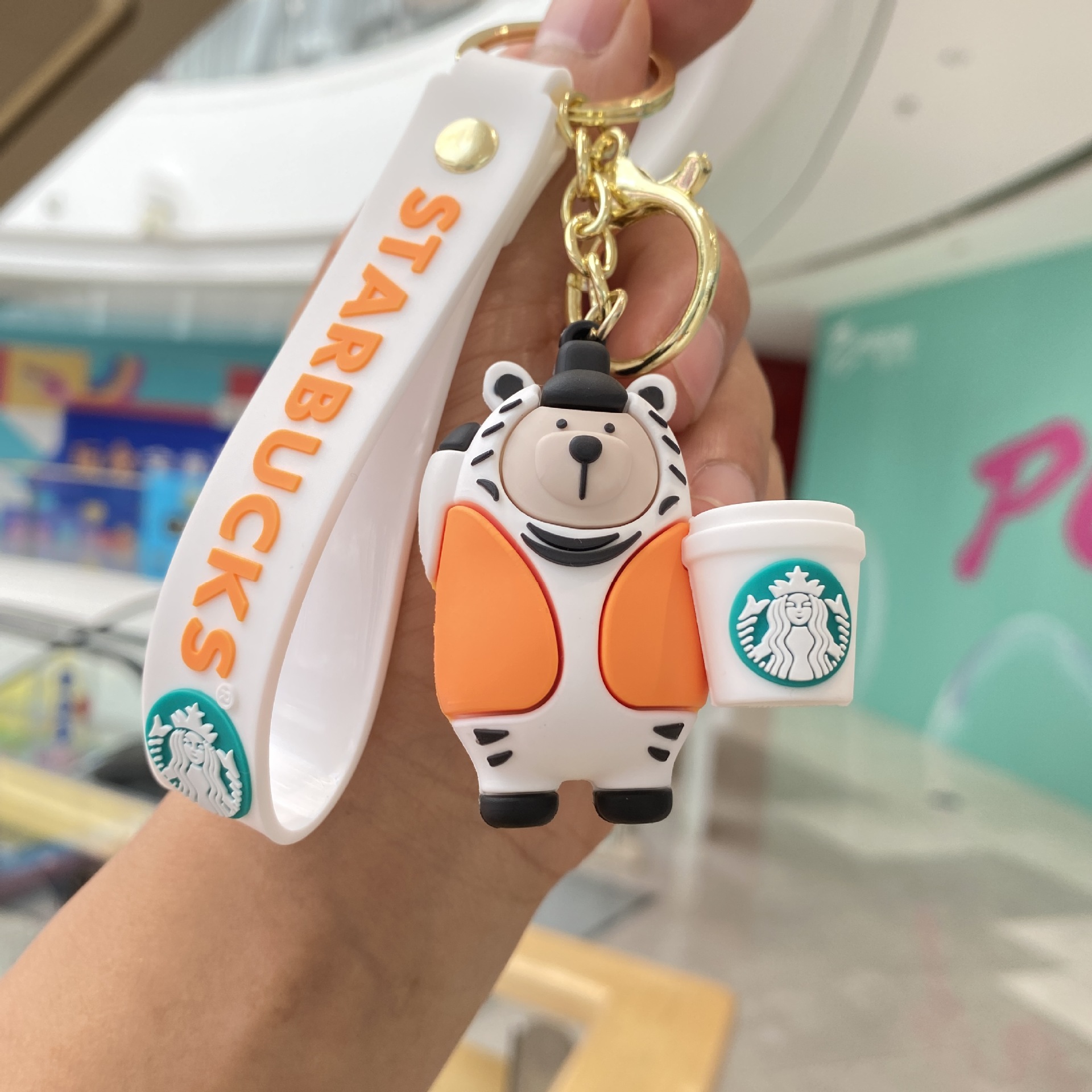 Creativo Starbucks selva serie llavero de dibujos animados oso muñeca coche llavero bolsa colgante pequeño regalo