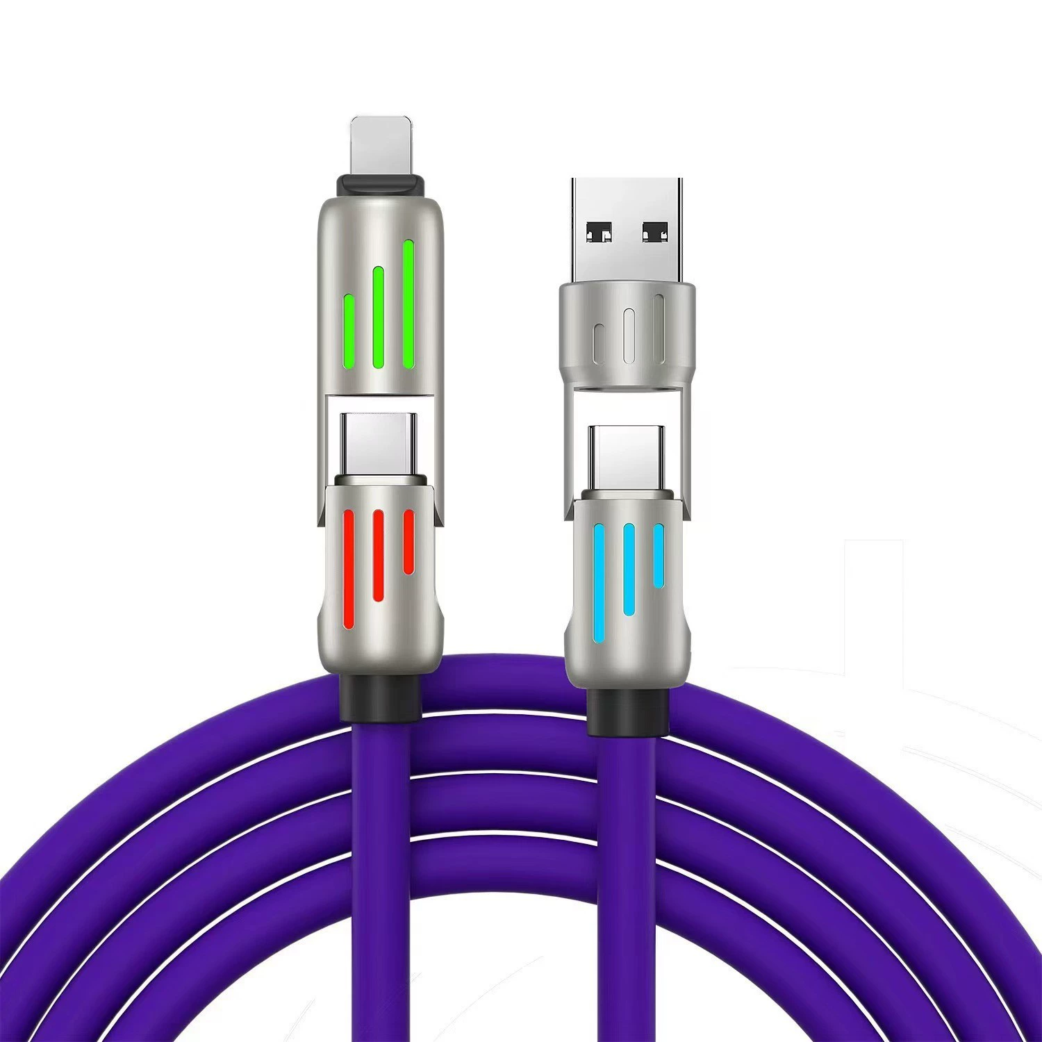 240W светящийся кабель, совместим с Huawei и Apple, с эффектом дыхания для мобильных телефонов