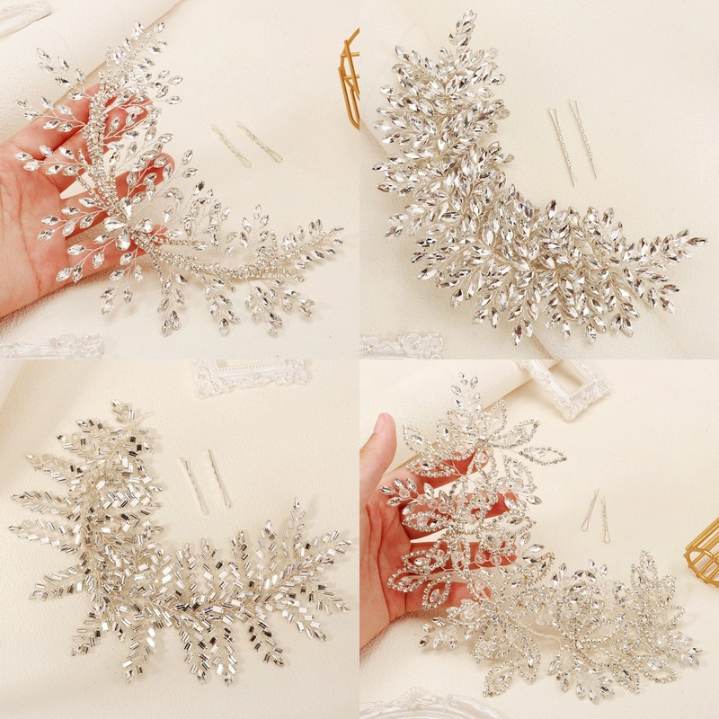 クロスボーダー新しいラインストーンヘッドドレスブライダルウェディングフォトキャットウォークヘアアクセサリー豪華な重労働誇張手作りヘアフープヘッドバンド|undefined