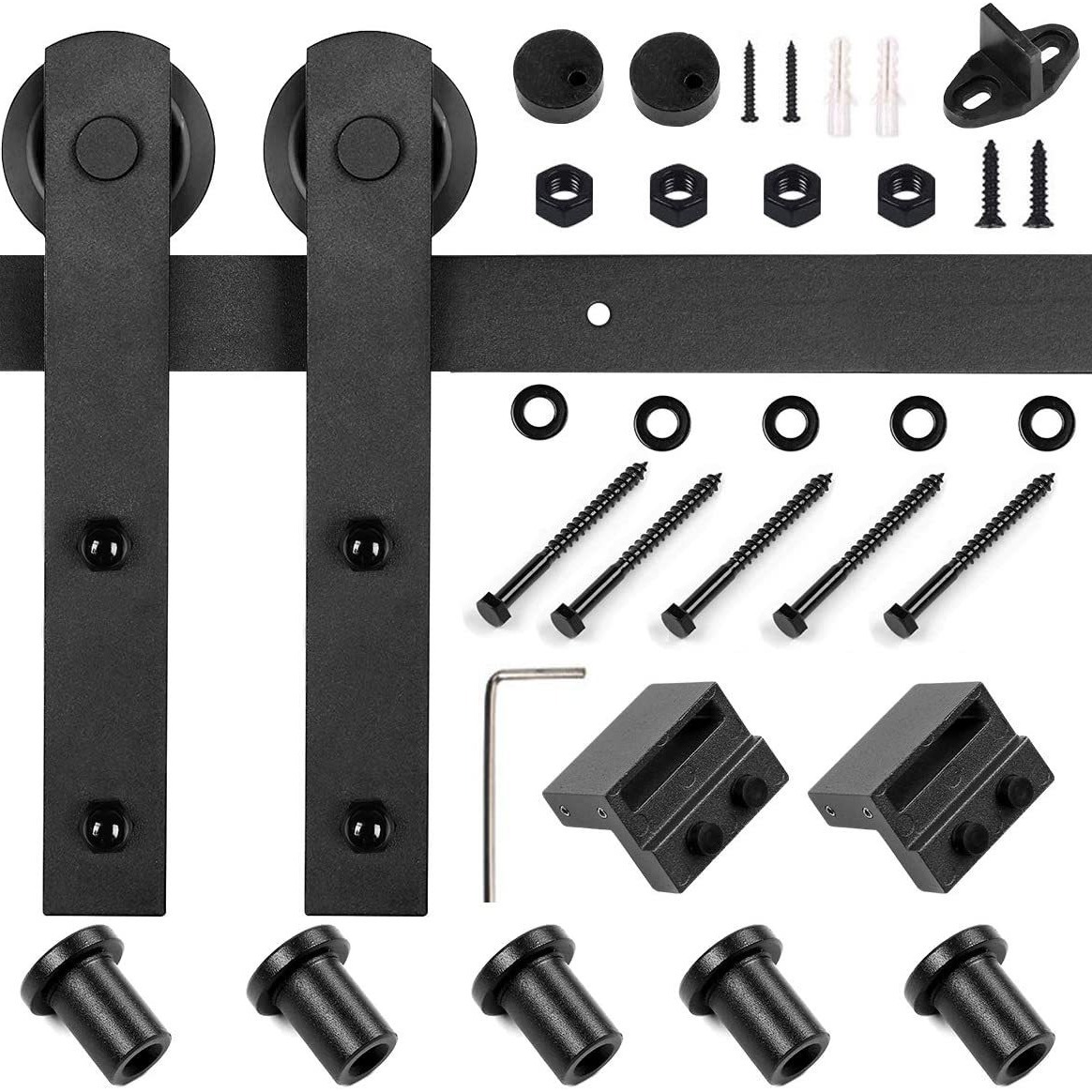 博锦谷仓门五金美式移门导轨滑轮厂家批发吊轮滑轨推拉门导轨