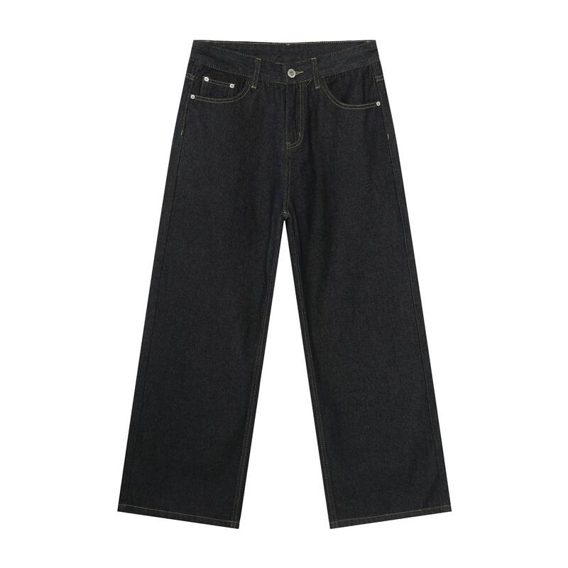 Quần jean denim nam dáng rộng ống thẳng Mỹ — Denim đen, màu xanh denim