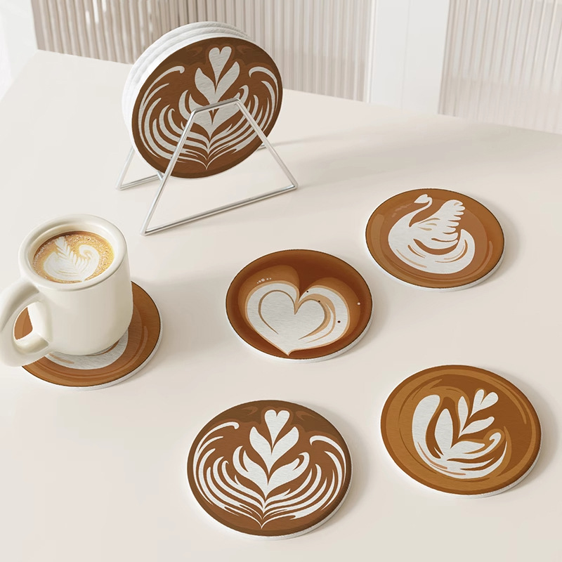 Posavasos de café de oficina de dibujos animados, posavasos de escritorio, posavasos de agua redondos, almohadillas absorbentes de agua de barro de diatomeas, encimera de secado rápido