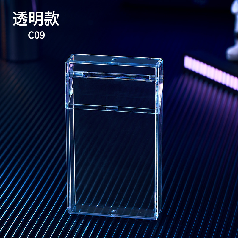 发光透明烟盒USB充电点烟器20支一体透明塑料抗压通用烟盒保护套|undefined