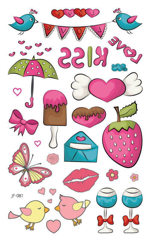 Nuevo Amazon impermeable brillo lindo Día de San Valentín tatuaje pegatinas niños oso vacaciones regalo tatuaje pegatinas