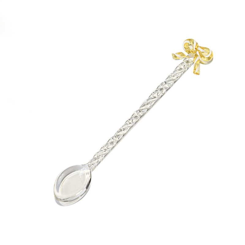 Cuchara de café de arco creativo cuchara de vidrio de colores adorable cuchara de helado de arco postre cuchara de café batida