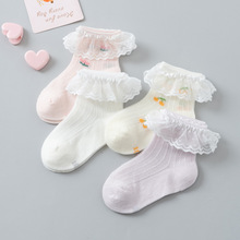 23新款公主袜薄款夏季女童袜子精梳棉儿童网眼袜蕾丝花边袜宝宝袜