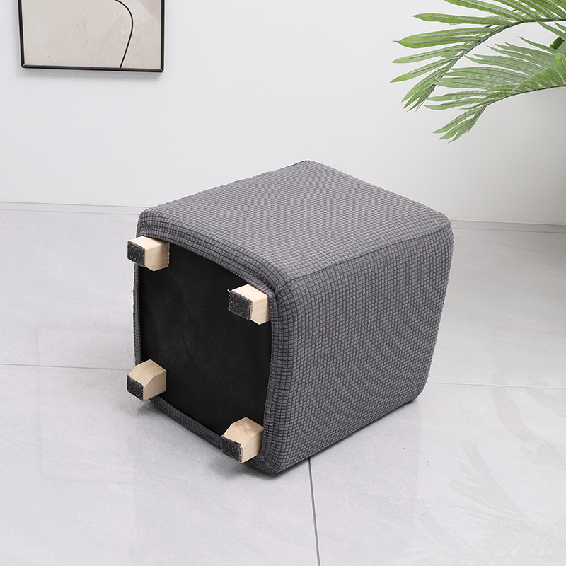 Grenzüberschreitender elastischer wasserdichter Waffelmais-Quadrat-Hocker-Bezug Staubschutz Haus Sofa All-Inclusive niedriger Hocker-Überzug