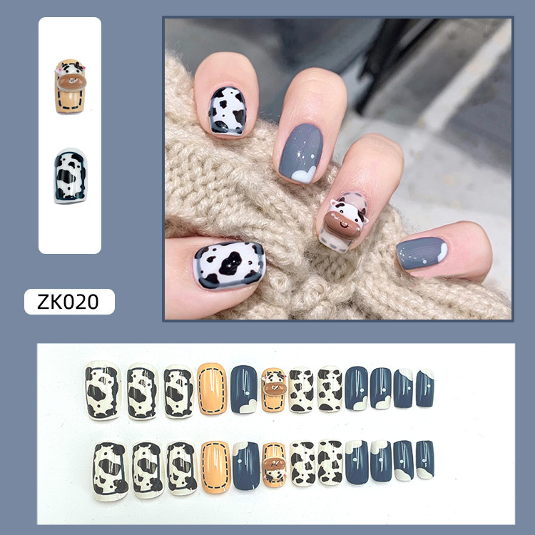 Armor con diamantes, celebridades de Internet, uñas postizas blancas populares, parches de uñas al por mayor, ballet largo desmontable terminado