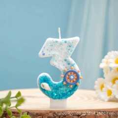 新しいオーシャンシリーズデジタルキャンドルクロスボーダーホットセール舵クリエイティブ誕生日ケーキパーティー1歳のDIY装飾