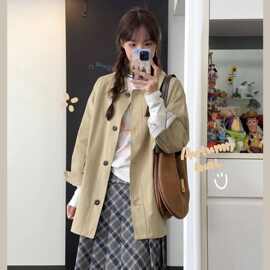 卡其色超好看风衣外套女中长款2024秋季新款法式宽松休闲气质大衣