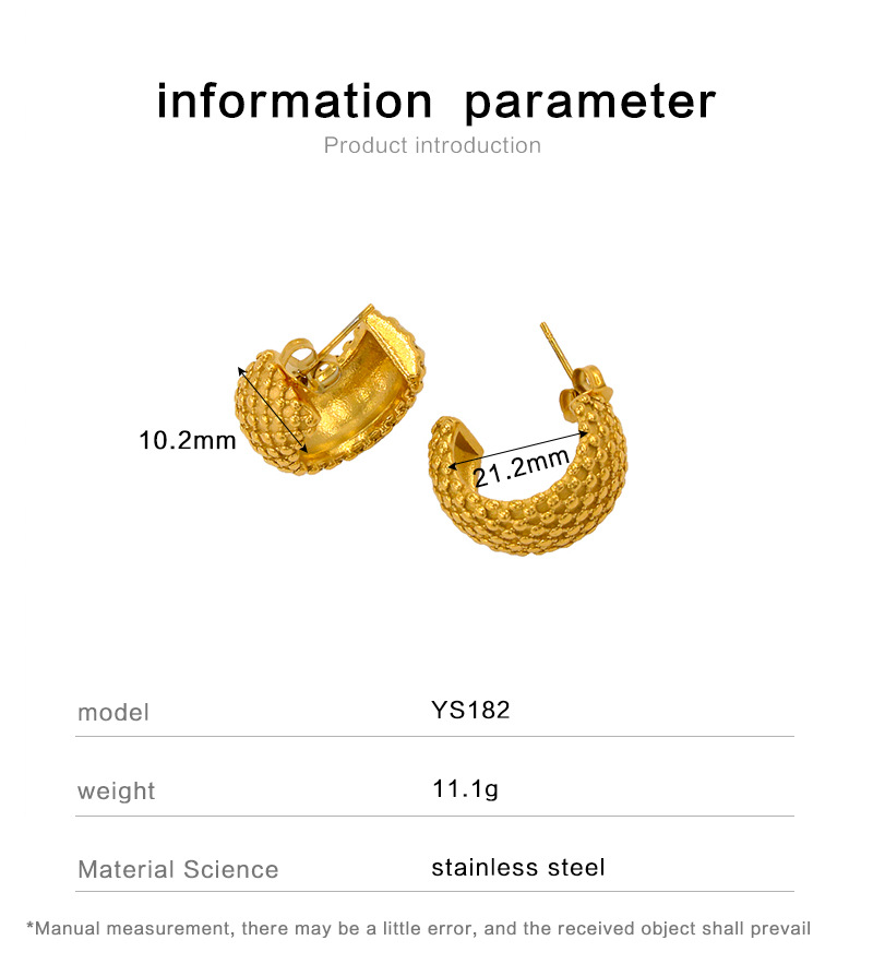 Retro C Shape Stainless Steel Plating Ear Studs 1 Pair