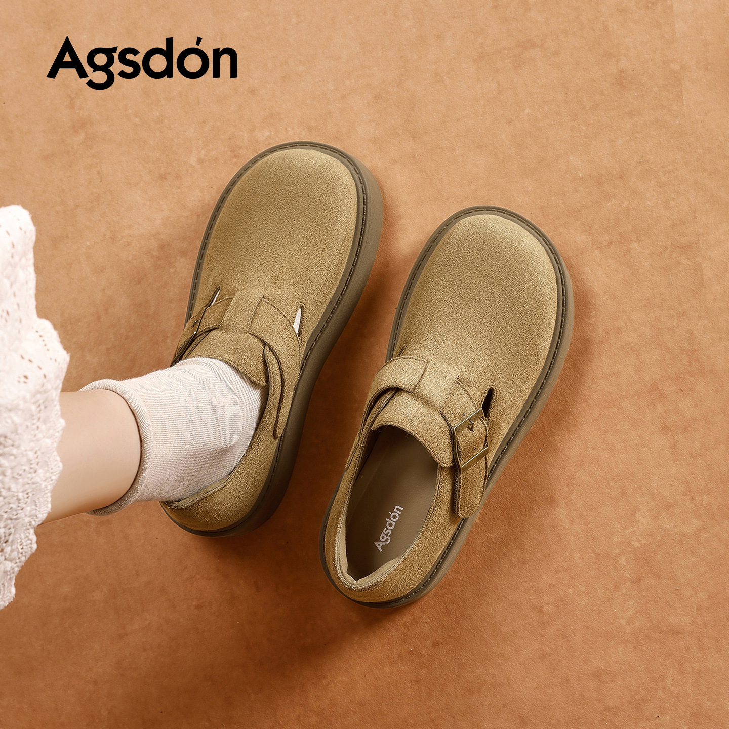 Augu Shi Deng grueso botas de botas de nieve de peluche para mujeres 2026 nuevos zapatos de algodón de primavera casuales de un solo pie