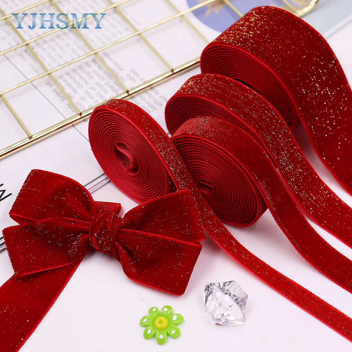 Christmas velvet ribbon ribbon New Year red holiday webbing gift box…