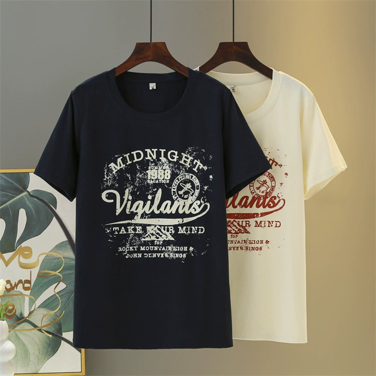 200 фунтов толстая MM летняя дикая рубашка большого размера с короткими рукавами повседневная дикая корейская тонкая футболка с круглым вырезом с принтом 945