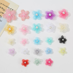 new pearl yarn flower accessories sweet headdress hairpin accessories handmade transparent diy garment accessories wholesale