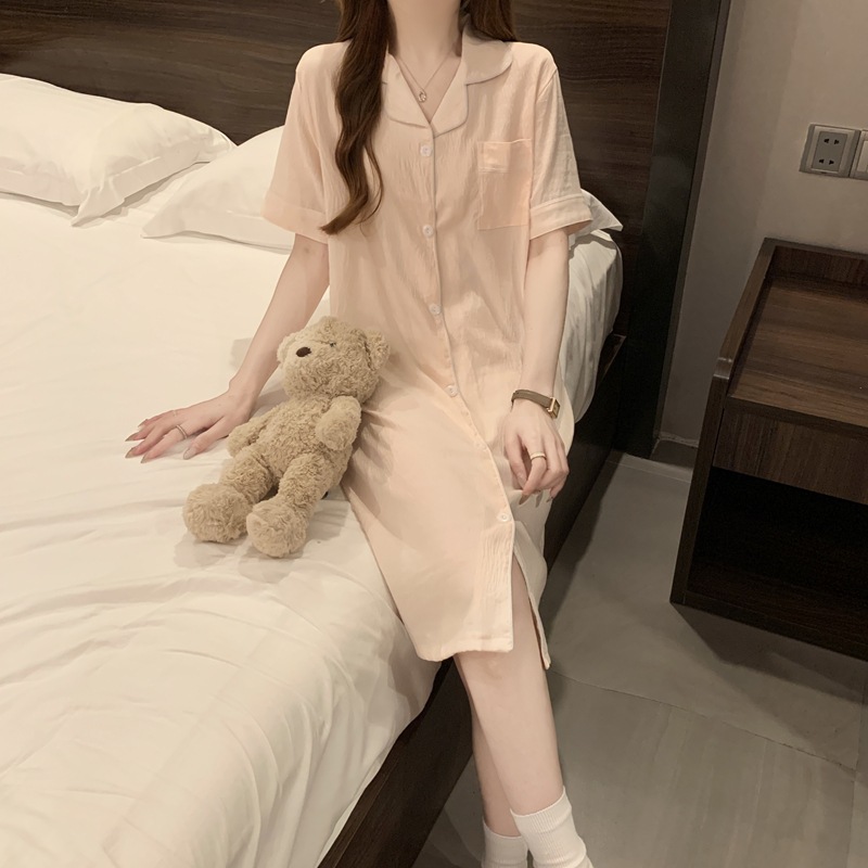 Yunduo cotton shirt skirt: shrimp color