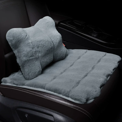 Light luxury car seat cushion Wool pad - gray-cushion-lumbar-support