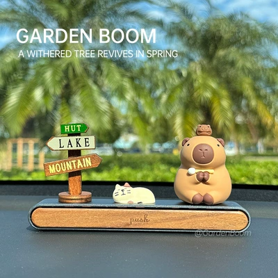 Nömrəli dayanma kartı: Creative Decorative Ornaments in the - walnut-stop-sign-wooden-fish-kapibala-street-sign-sleeping-cat