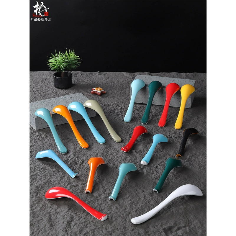 Milidamine Nordic tableware long -handle spoon restaurant special imitation porcelain plastic soup spoon noodle restaurant spicy band hook spoon commercial