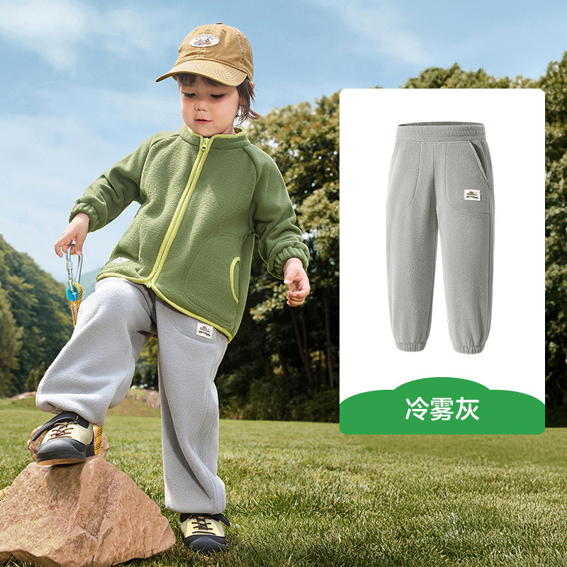 KK树儿童裤子秋冬季男童女孩抓绒裤保暖束脚长裤宝宝休闲2025新款|undefined