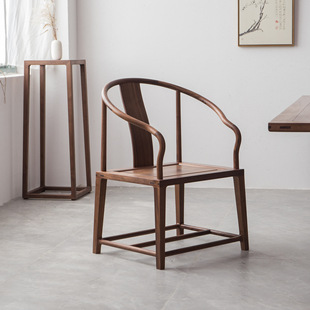 Circle Chair New Chinese Style Solid Wood Black Walnut Master Chair Three-Piece Set Official Hat Chair Tea Chair Master Chair Tea Table and Chair Combination