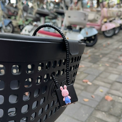 Helmet lock – lock anti-theft lock - 28cm-thick-steel-cable-rope-key-style-black-blue-strap-rabbit