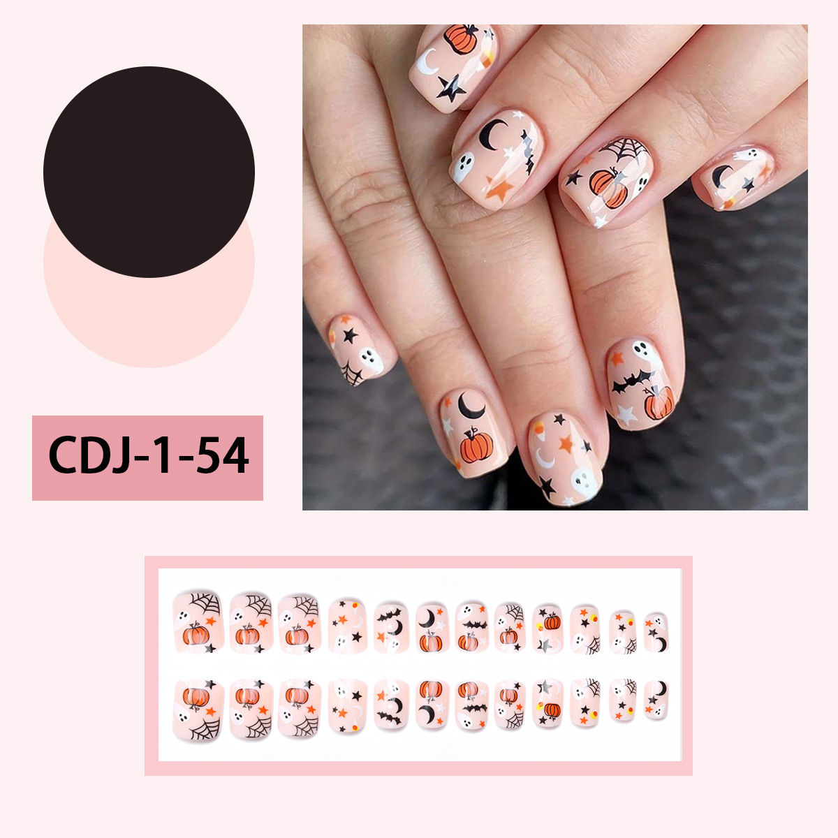Curto Halloween usable manicure productos terminados manicure parches falsos 24 piezas pueden quitarse algunas uñas