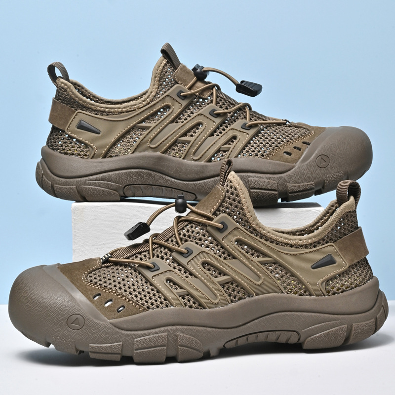 Zapatos de malla transfronterizos nuevos zapatos casuales de verano huecos y transpirables para hombres Deportes al aire libre Senderismo Baotou Montañismo Zapatos de río