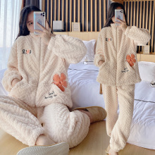 秋冬新品月子睡衣  开胸拉链款加绒加厚哺乳服法兰绒可调节女睡衣