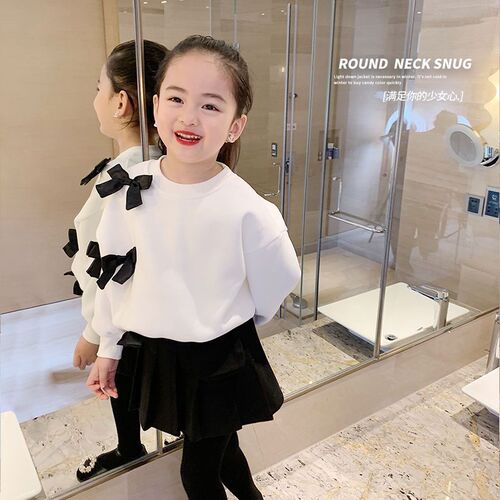 Girls 'sweaters, new clothes, long-sleeved children's spring and autumn fashionable clothes, bow tie, fashionable style