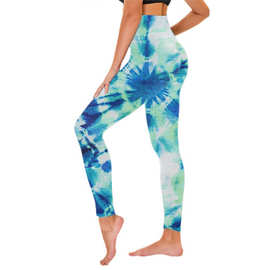 跨境新款健身瑜伽紧身裤3D打印扎染炫彩高腰收复女士瑜伽打底裤