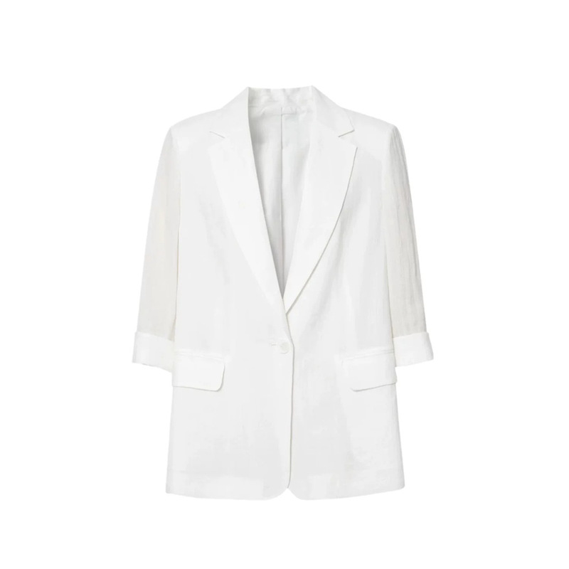Mm Maimai 26 New Summer Style White Three-Quarter Sleeve Suit Jacket for Women Loose Fit Ramie One-Button 5H4310321 Mm Maimai 26 New Summer Style White Three-Quarter Sleeve Suit Jacket for Women Loose Fit Ramie One-Button 5H4310321