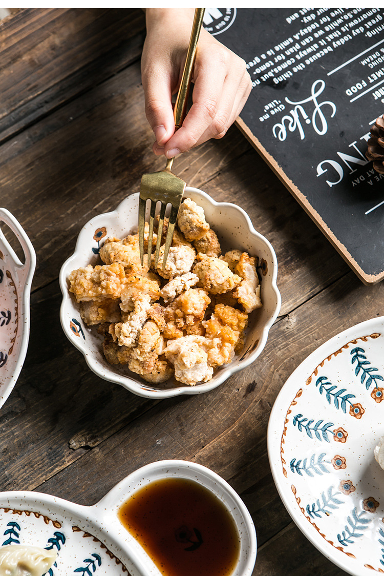 复古小花粗陶餐具