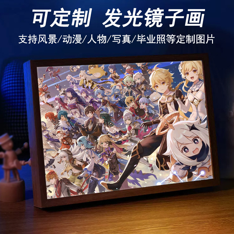 Luminous Photo Frame, Two-Dimensional Peripheral Mirror, Light Painting Display Stand, DIY High-Value Decorative Item, Cartoon Anime Picture Frame Luminous Photo Frame, Two-Dimensional Peripheral Mirror, Light Painting Display Stand, DIY High-Value Decorative Item, Cartoon Anime Picture Frame