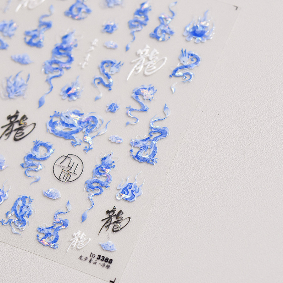 Pegatinas de uñas de luz de cáscara de tomoni pegatinas de uñas populares de la vendimia fábrica al por mayor estilo nacional longbu Qingyun 3386