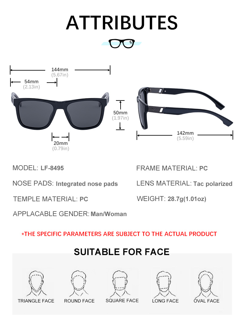 Neue modische eckige polarisierte Sonnenbrillen für Männer - persönlicher Trendy-Look mit Premium-Gefühl, UV-Schutz für draußen und Angeln, Herren-Sonnenbrille für den Export