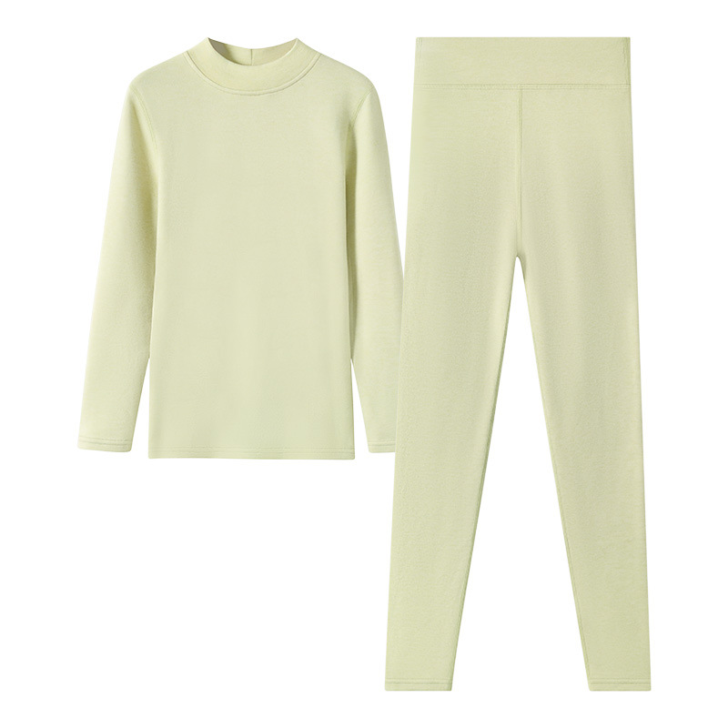 Ropa interior térmica para mujer más terciopelo cuello medio-alto a prueba de frío ropa abrigada lana seda ropa de otoño pantalones largos traje calor invierno